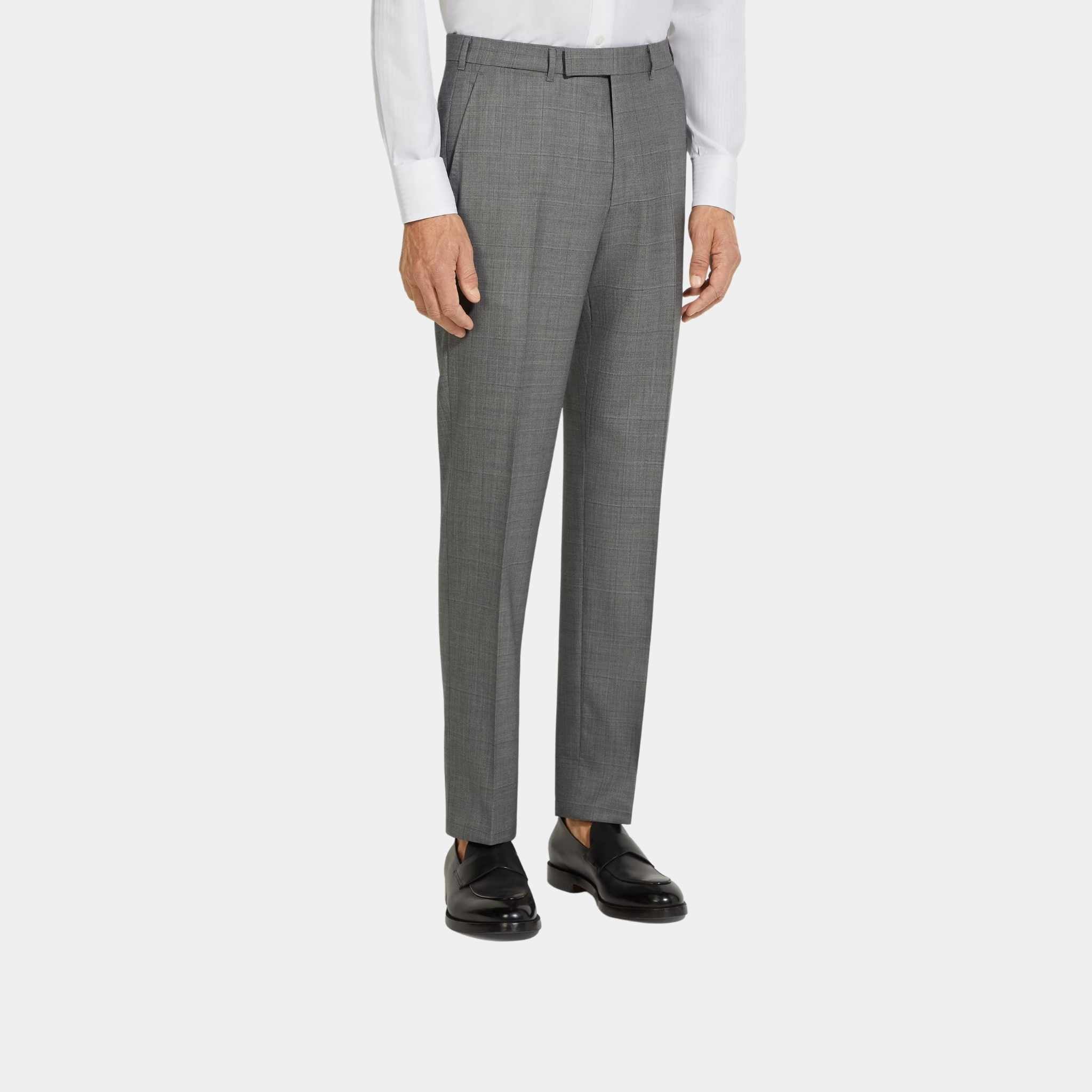 Zegna Centoventimila Wool Two-Piece Suit, Grey, Pants