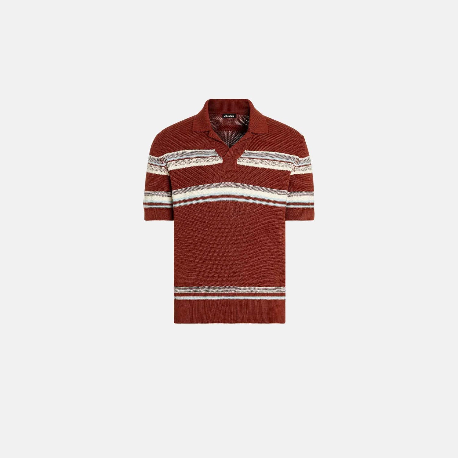 Zegna Cotton And Silk Polo Shirt, Deep Red, Front