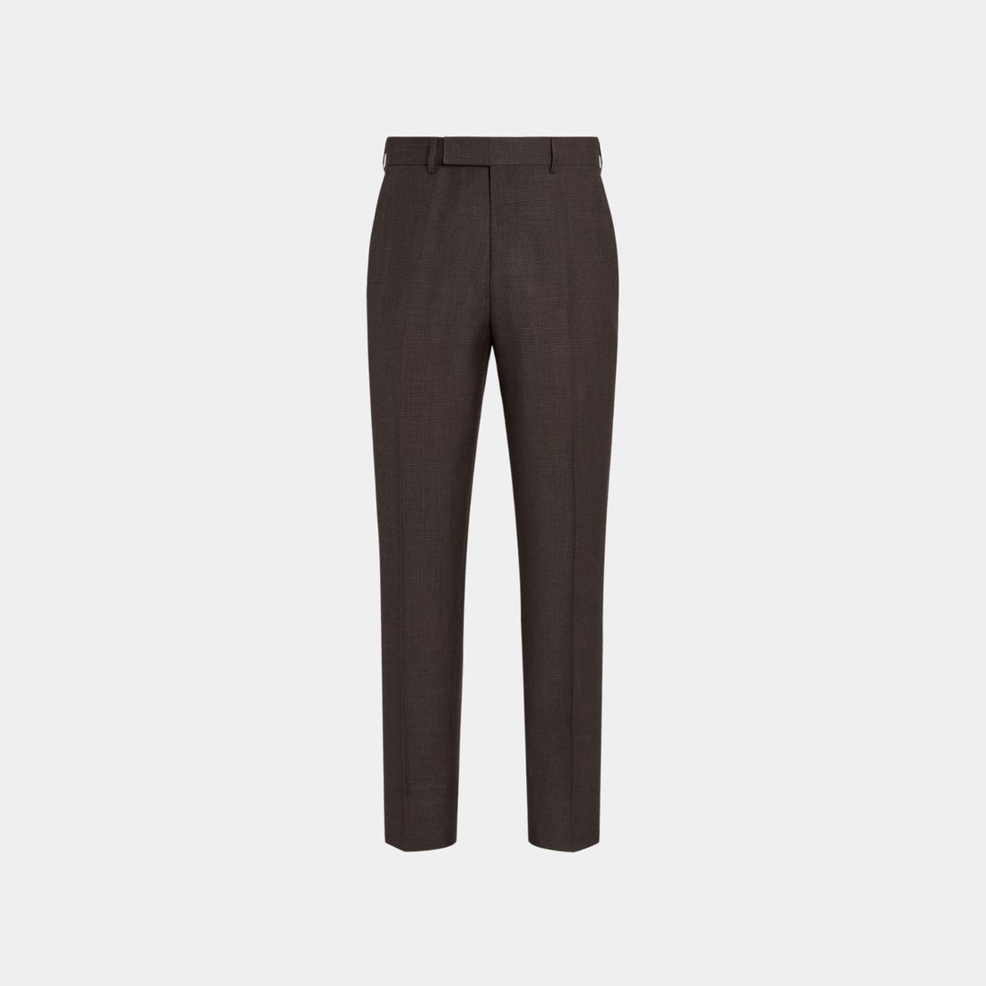 Zegna Crossover Wool Silk and Linen Pants, Dark Brown, Front