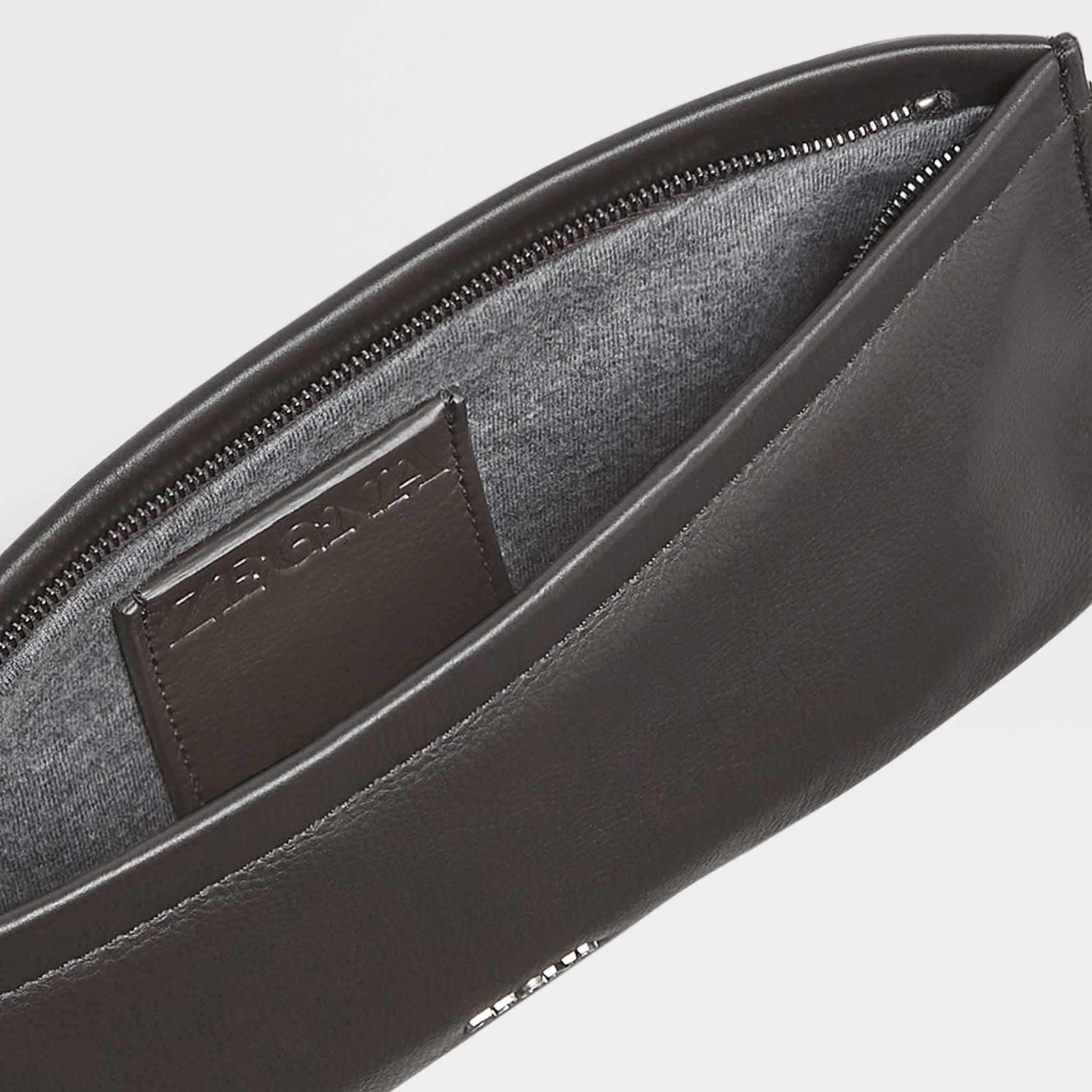 Zegna Dark Brown SECONDSKIN Clutch, Inside