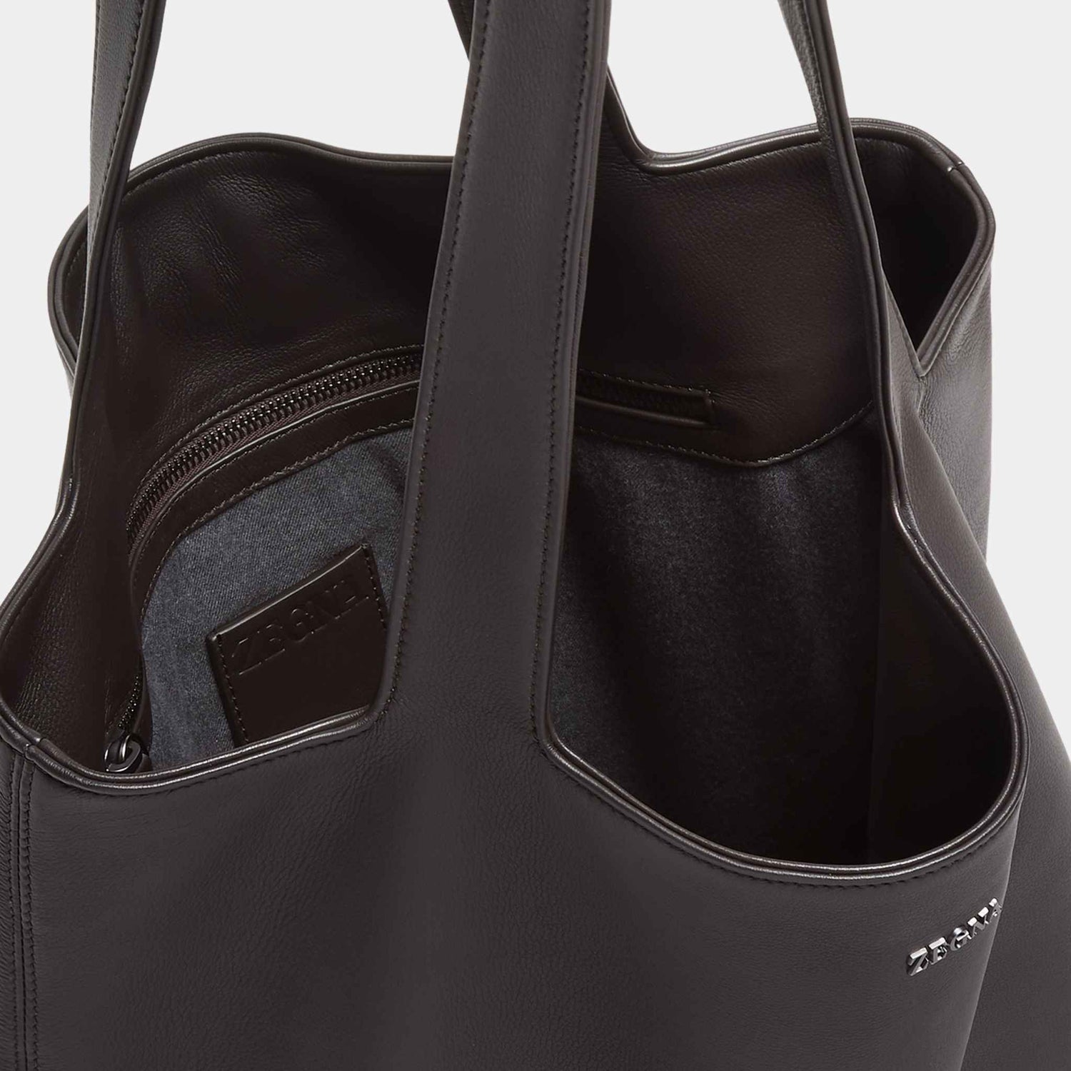 Zegna Dark Brown SECONDSKIN Tote Bag, Inside