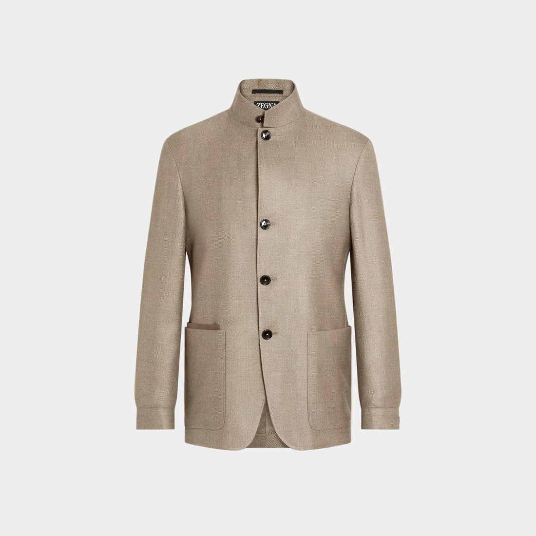 Zegna Cashmere Silk And Linen Il Conte Jacket, Light Taupe, Front