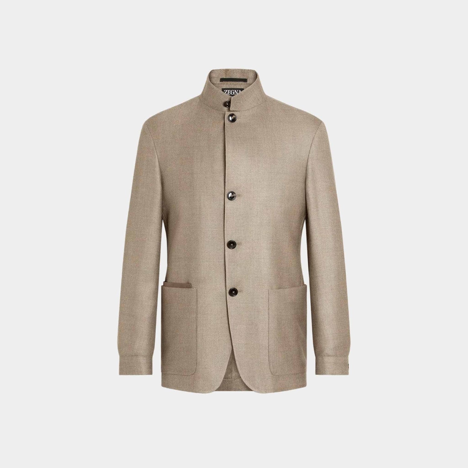 Zegna Cashmere Silk And Linen Il Conte Jacket, Light Taupe, Front