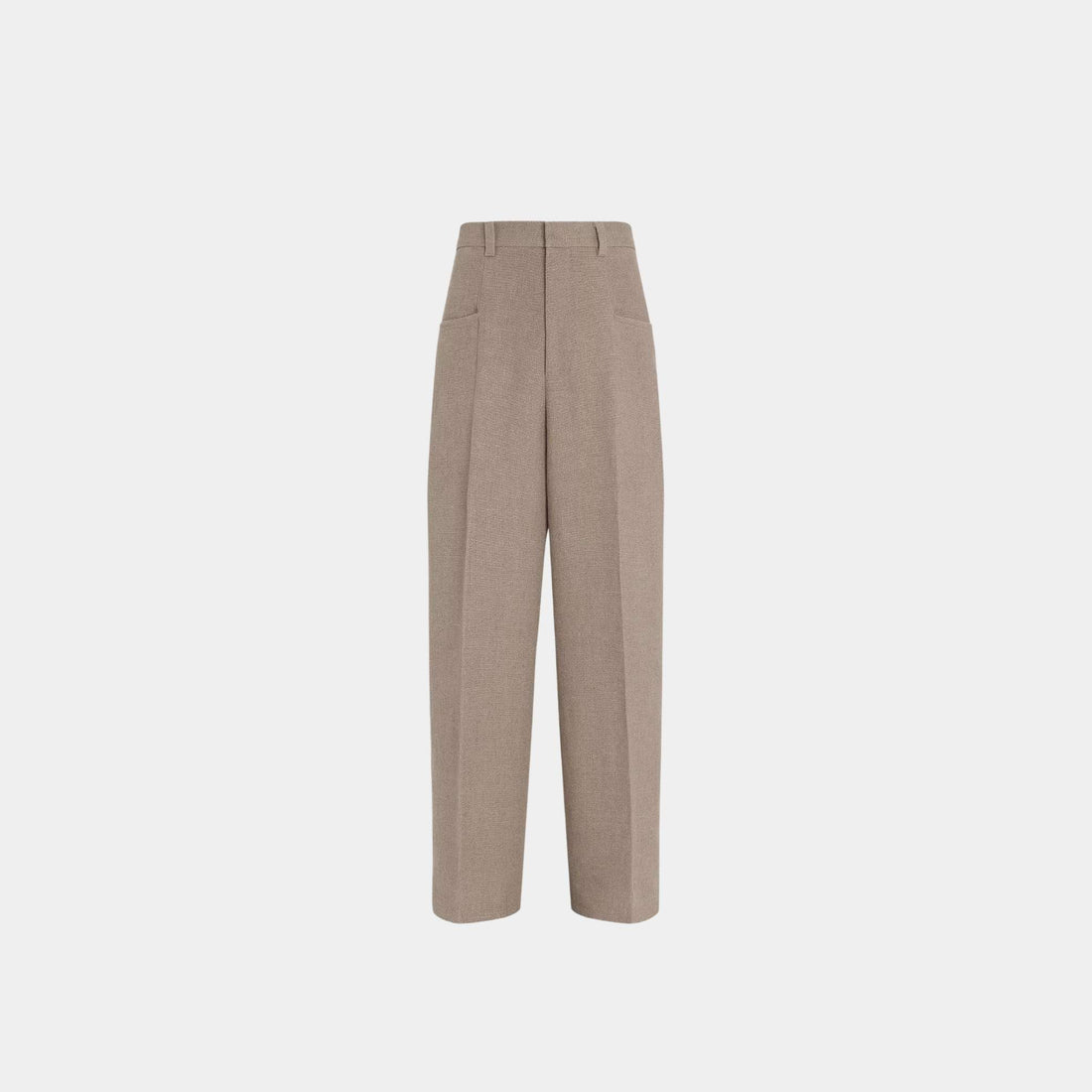 Zegna Linen Flat-Fronted Pants, Front