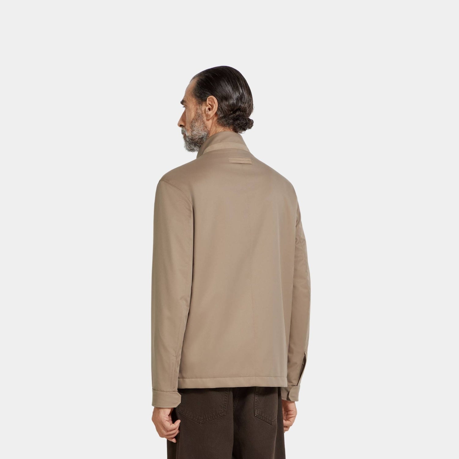 Zegna Motorin 125cc Microfiber Field Jacket, Light Taupe, Back