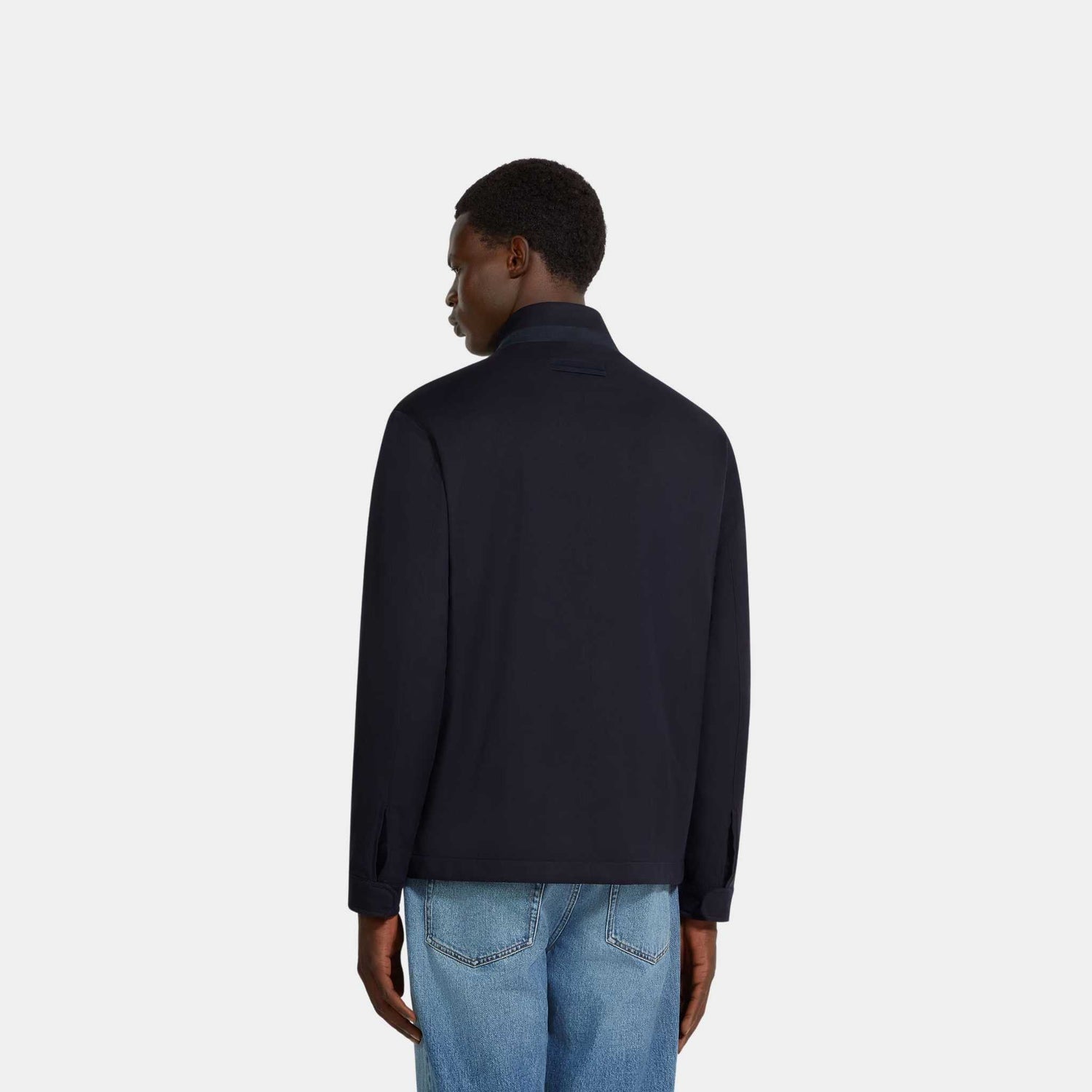 Zegna Motorin 125cc Microfiber Field Jacket, Navy Blue, Back