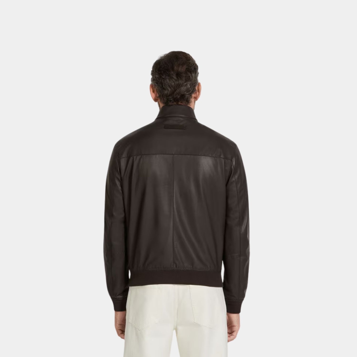 Zegna Nappa Leather Bomber With Snug Knit Trims, Back