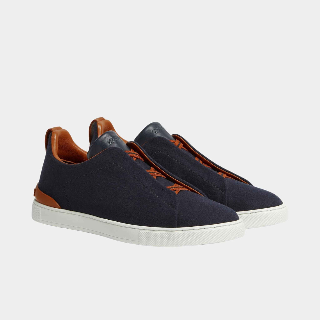 Zegna Navy Blue 14milmil14 Triple Stitch Sneakers, Front
