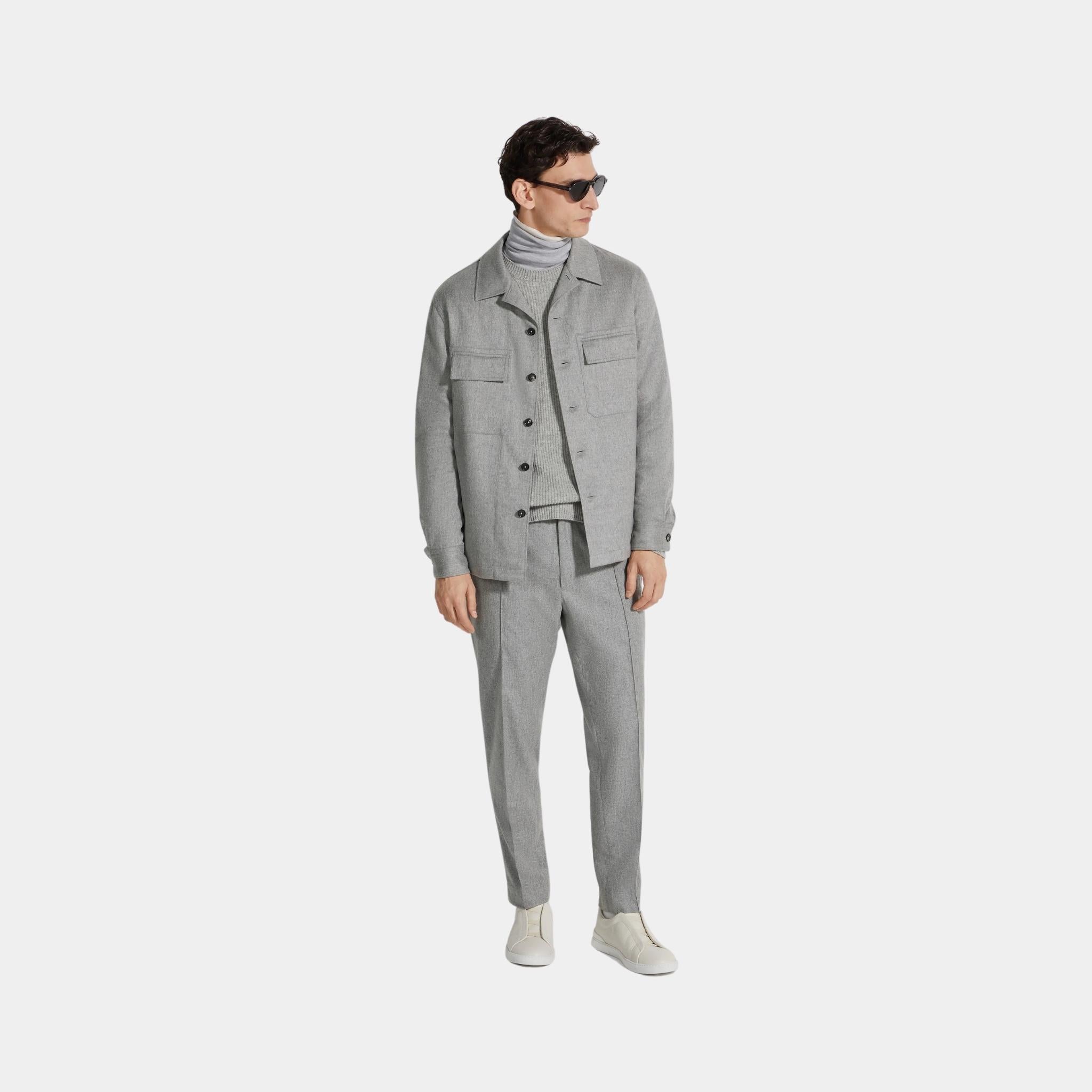 Zegna Oasi Cashmere Alba Grey Overshirt, Model