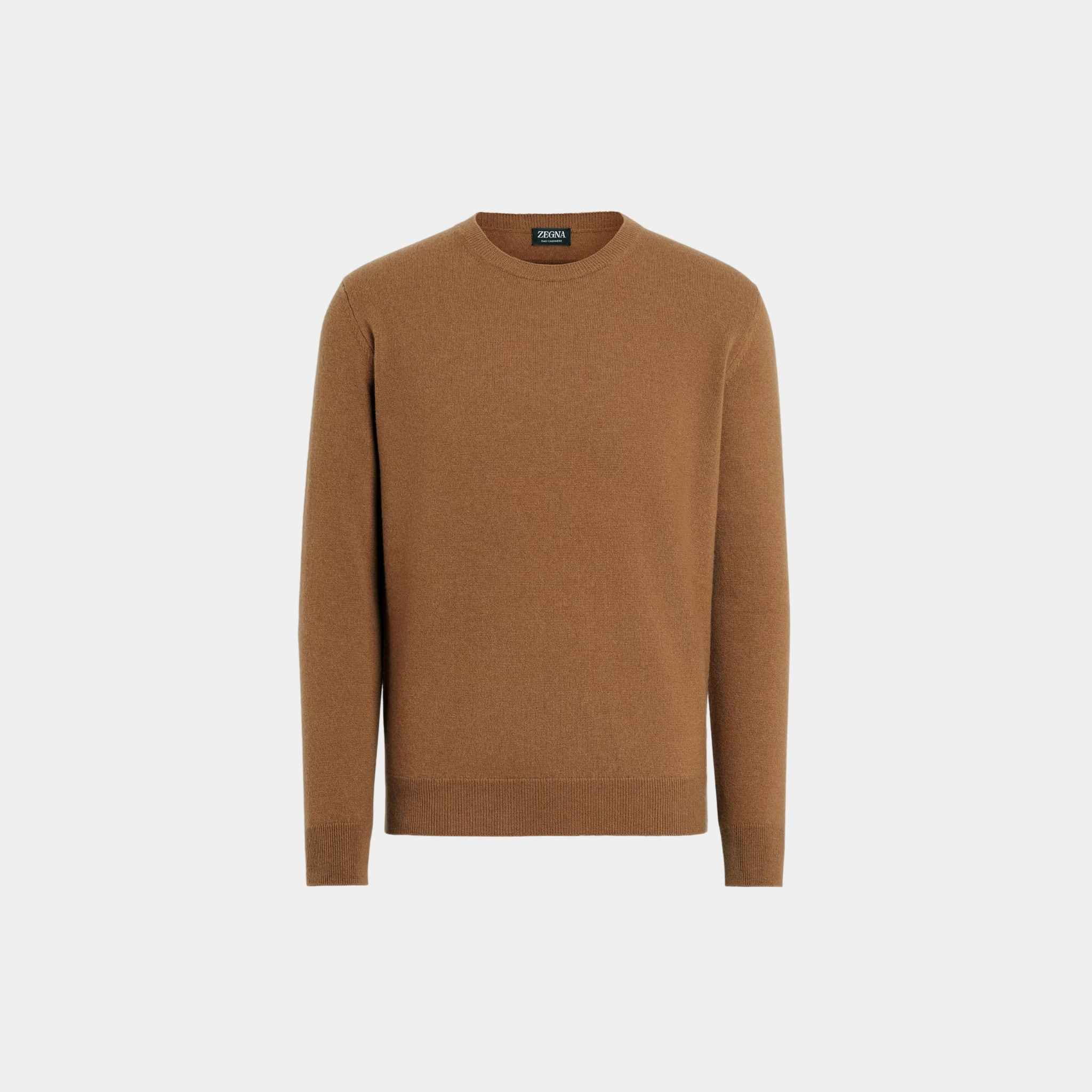 Zegna Oasi Cashmere Crewneck, Dark Foliage, Front
