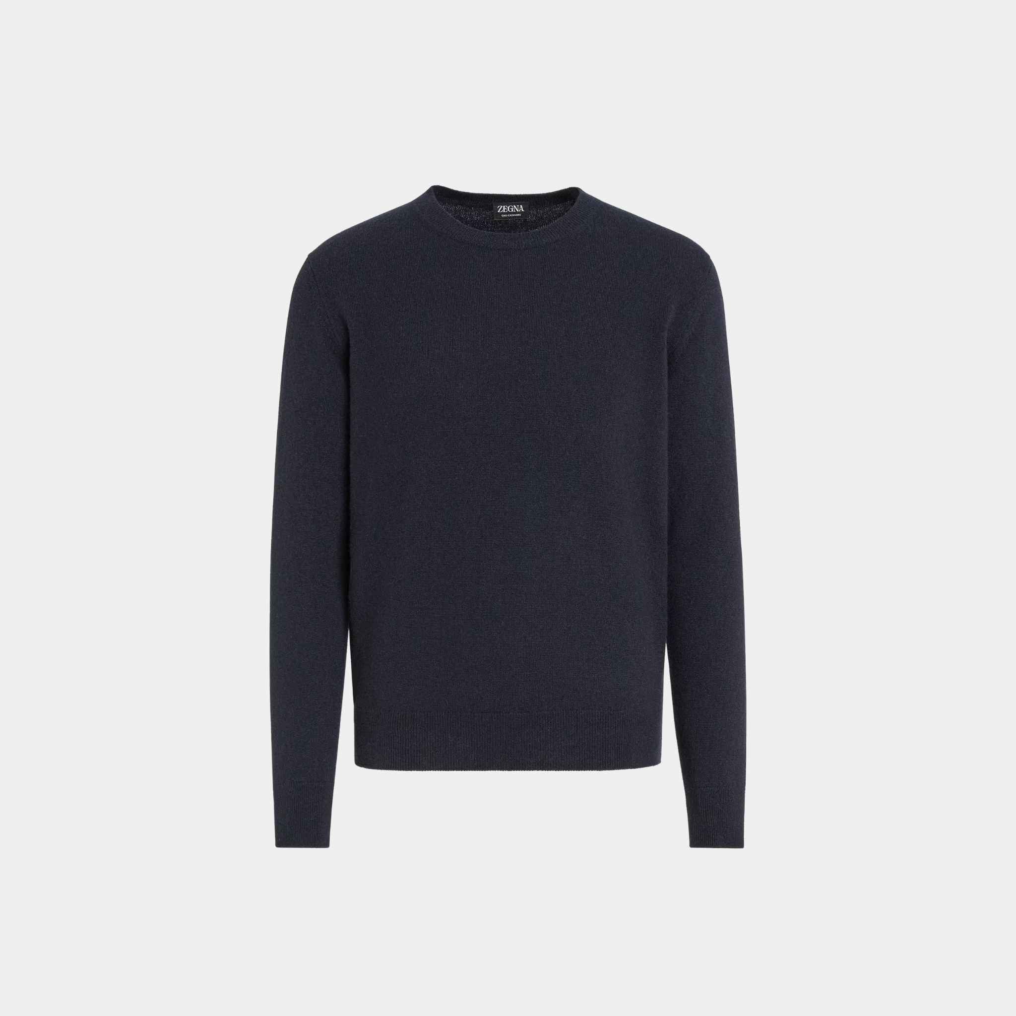 Zegna Oasi Cashmere Crewneck, Navy Blue, Front