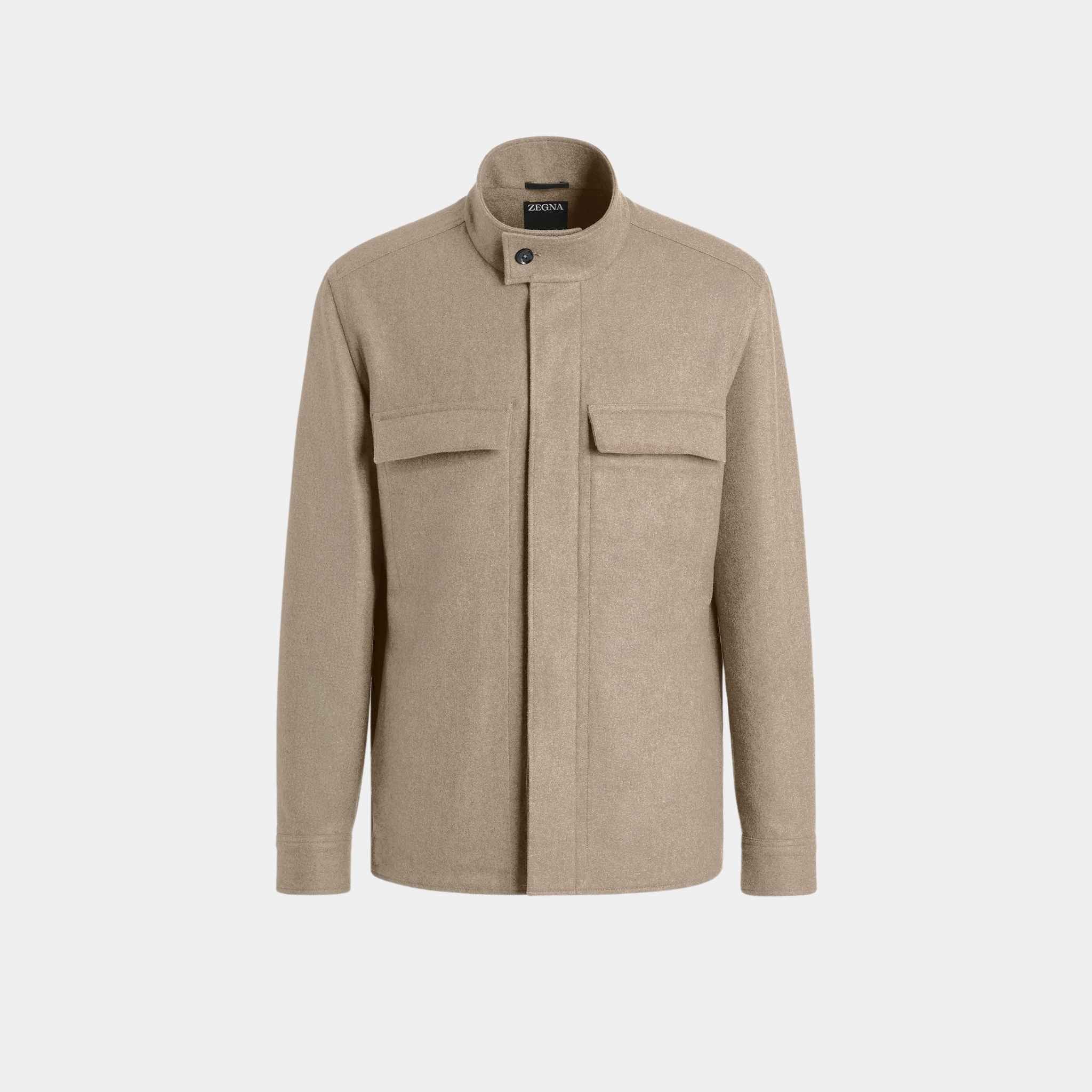 Zegna Oasi Cashmere Light Taupe Overshirt, Front