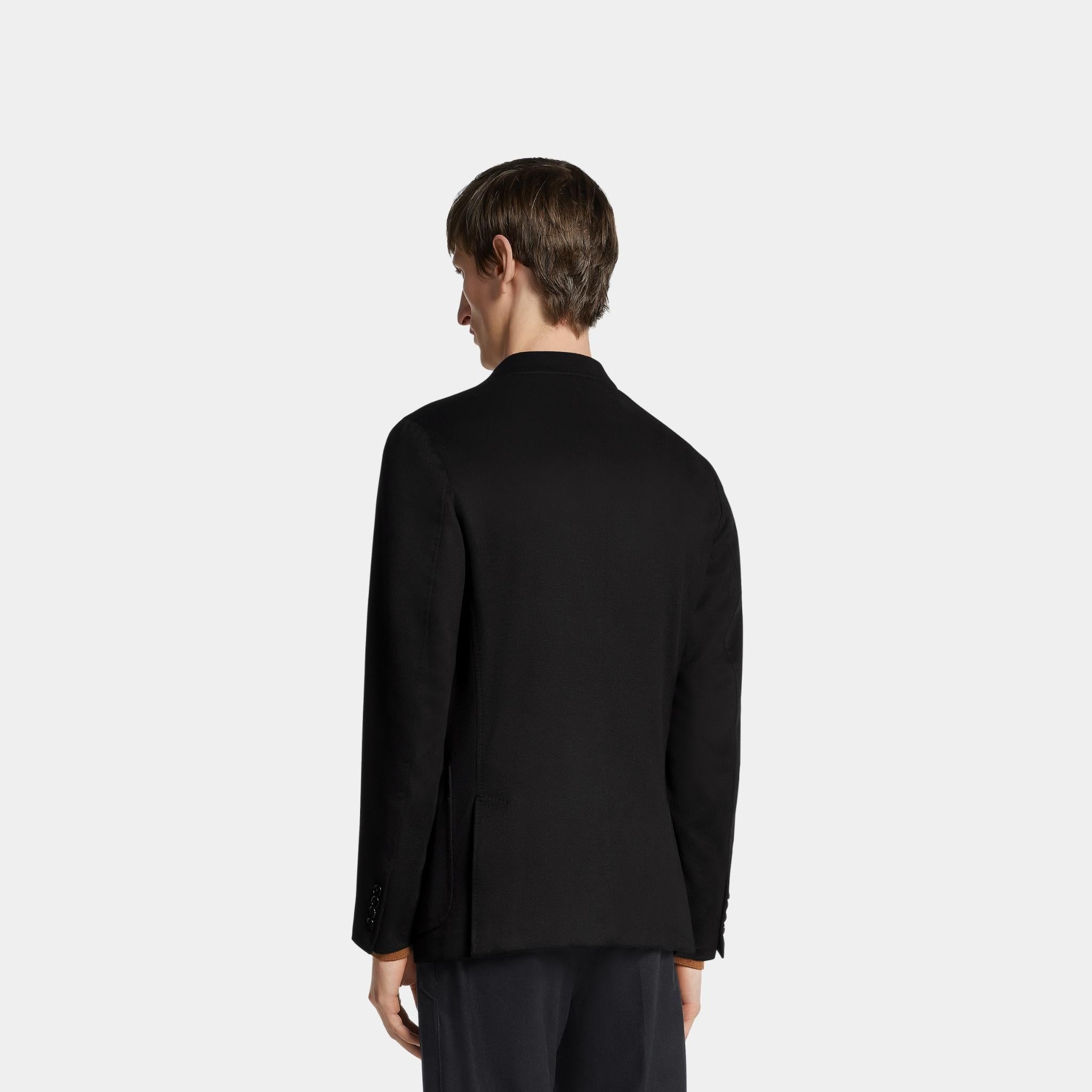 Zegna Oasi Cashmere Shirt Jacket, Black, Model, Back