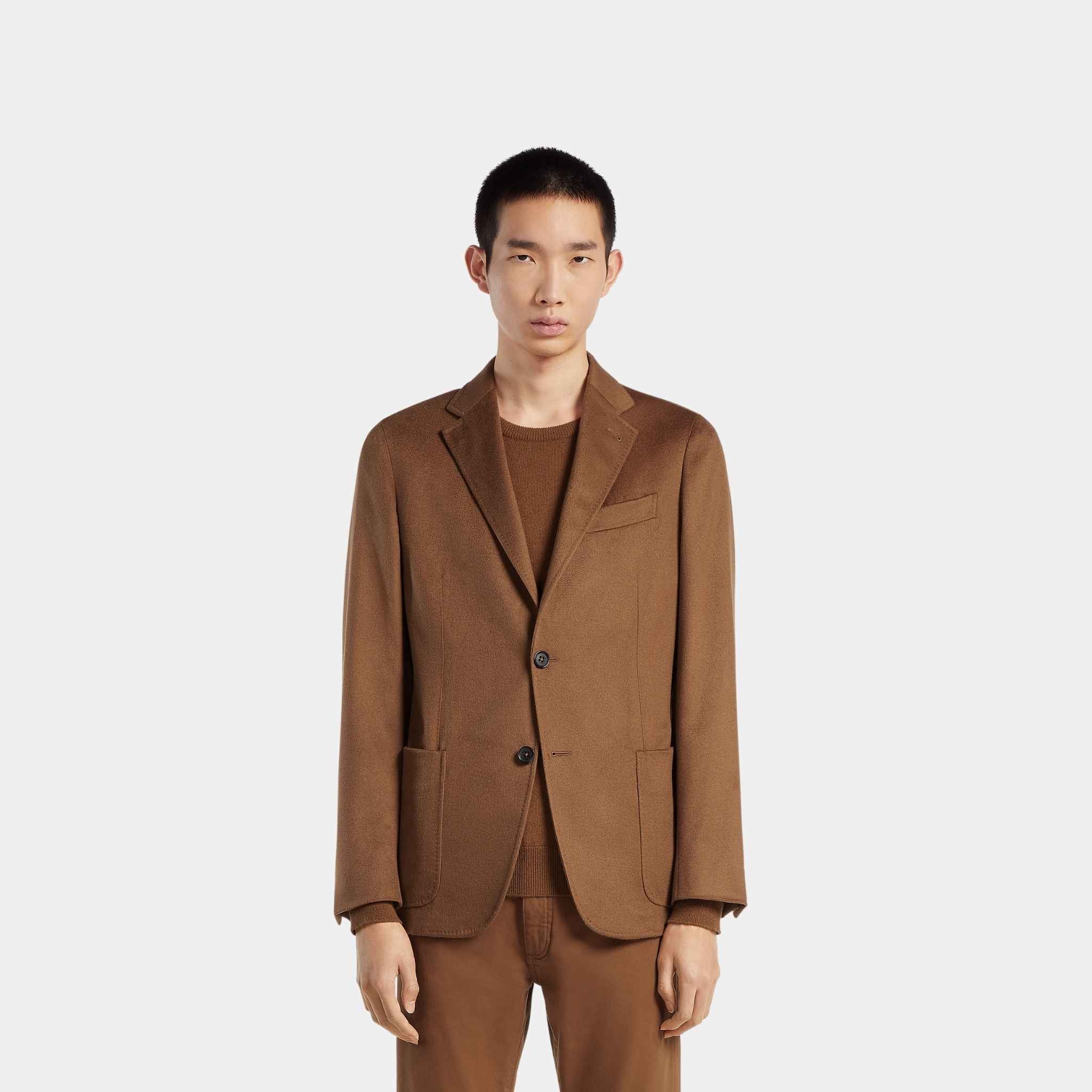 Zegna Oasi Cashmere Shirt Jacket, Foliage, Model