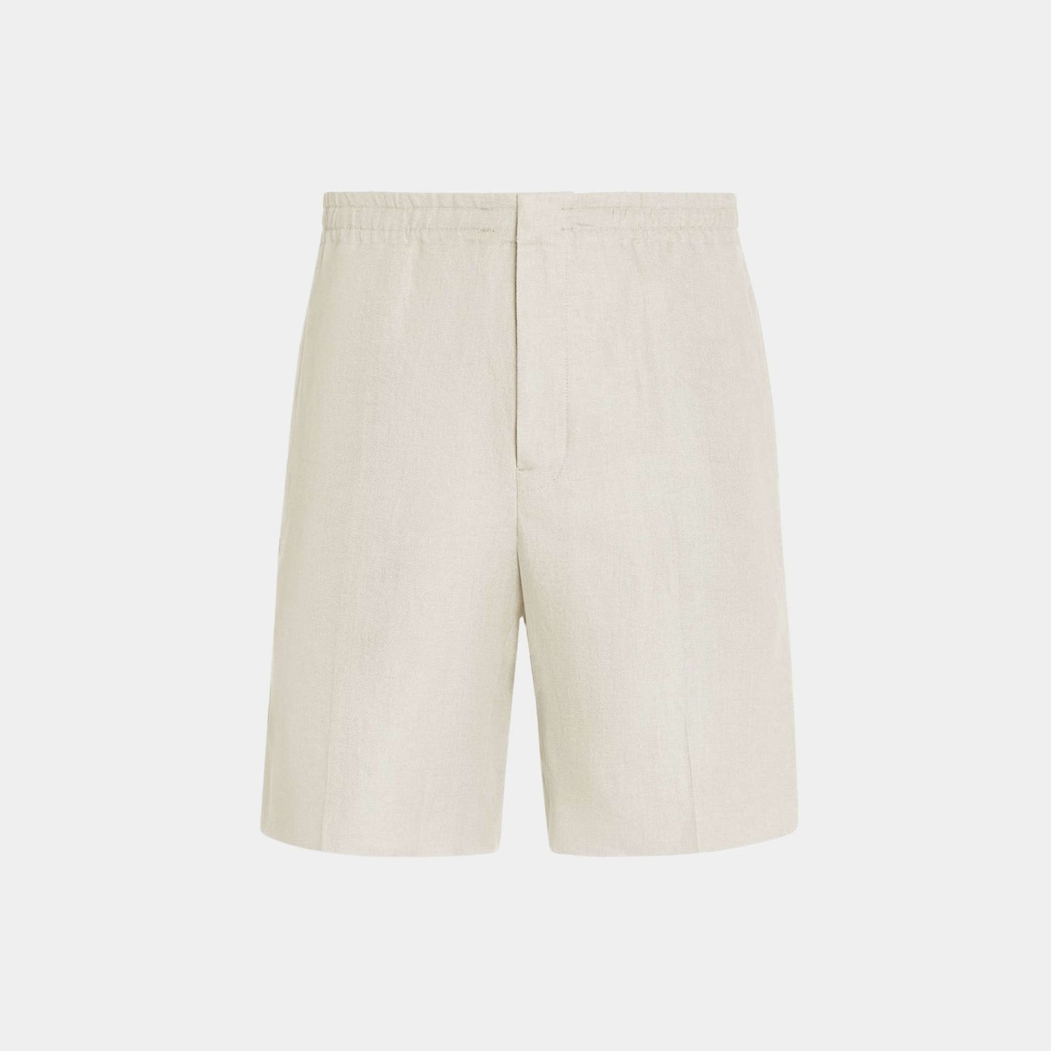 Zegna Oasi Lino Bermuda Shorts, Off White, Front