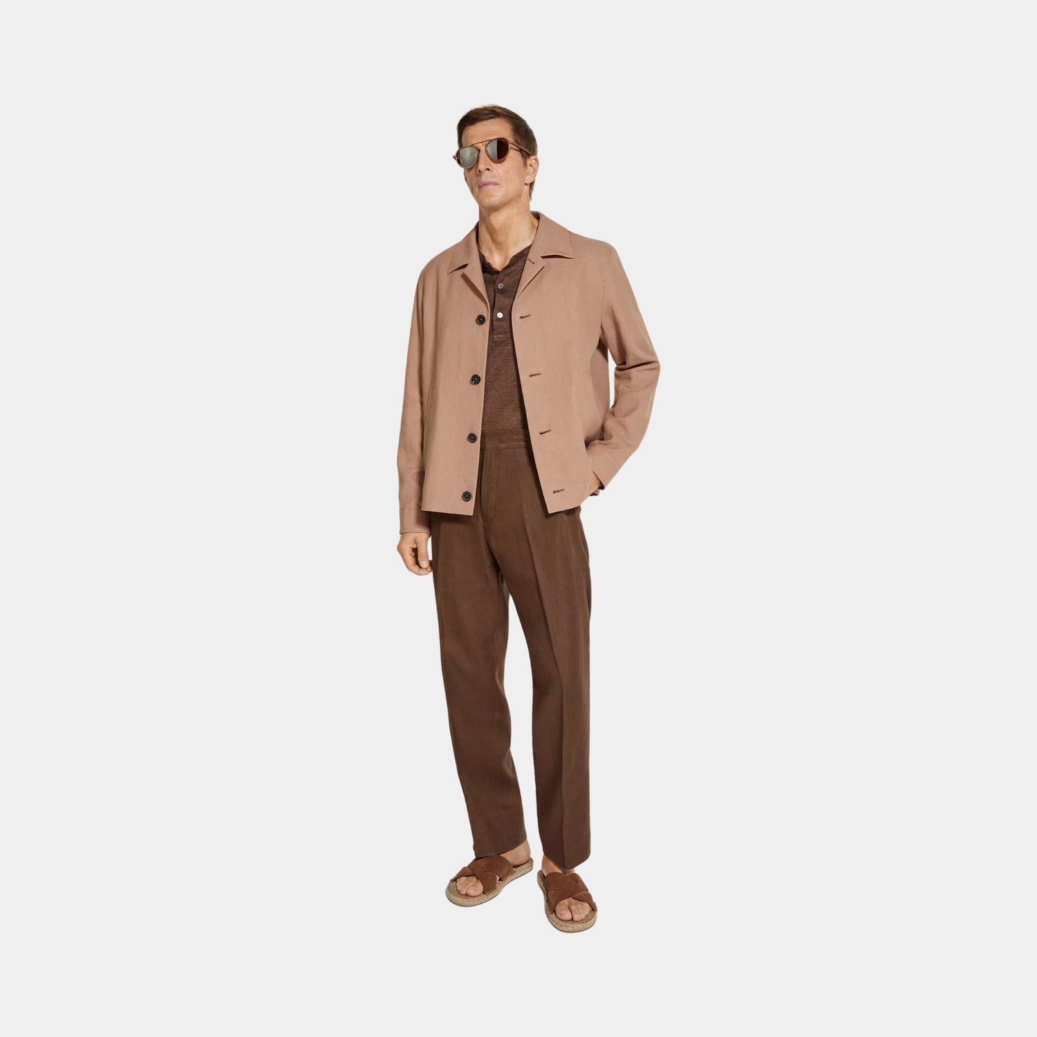 Zegna Oasi Lino Pants, Brown, Model