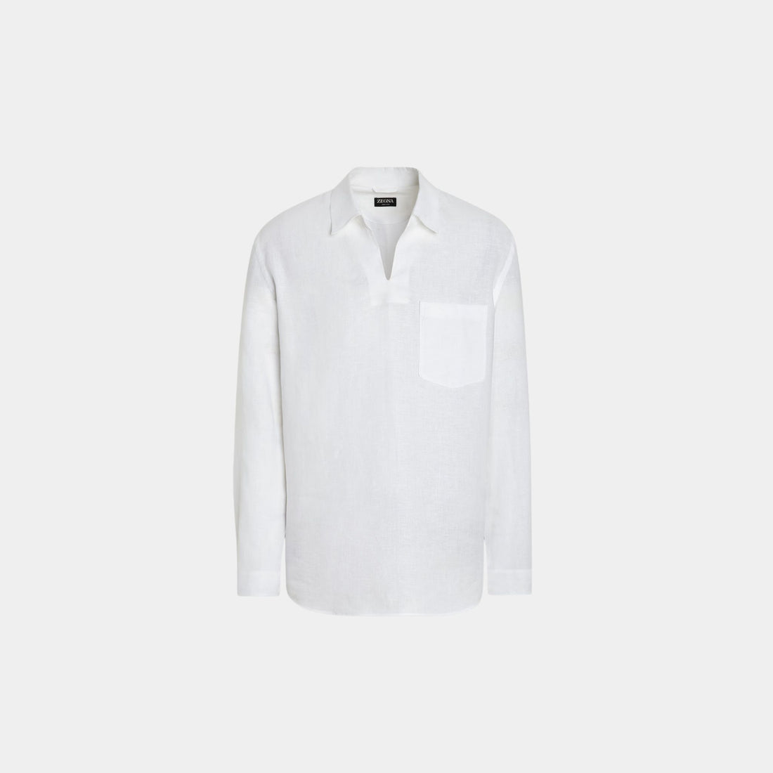 Zegna Oasi Lino Polo Shirt with Side Vents, Front