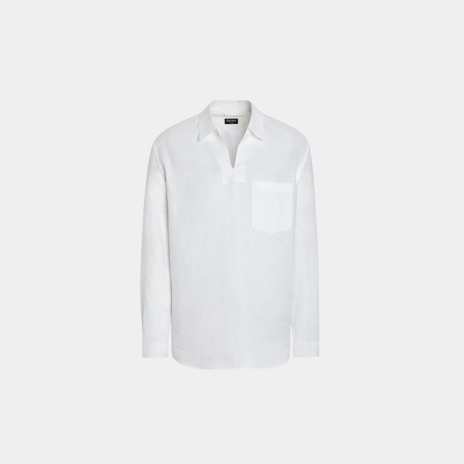 Zegna Oasi Lino Polo Shirt with Side Vents, Front