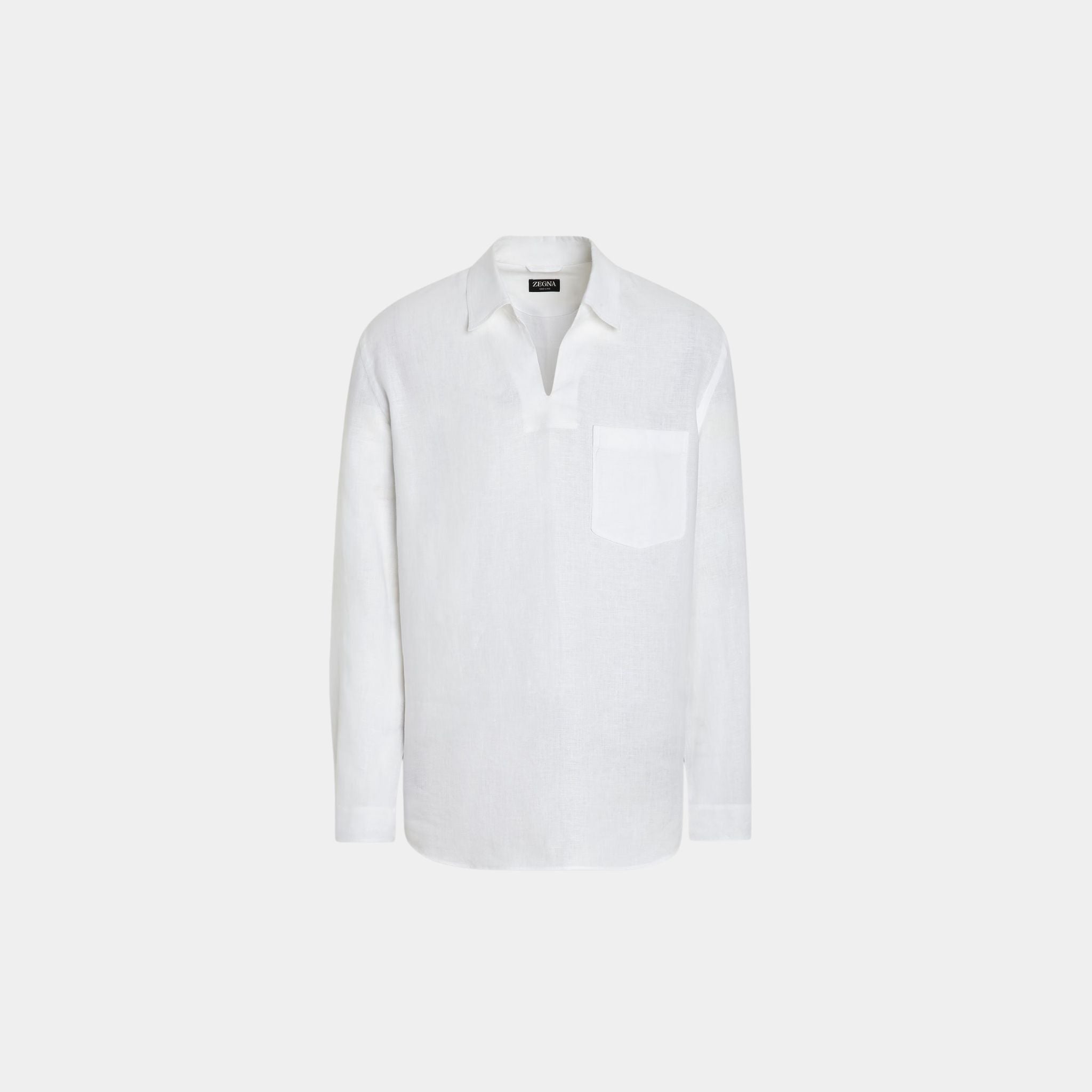 Zegna Oasi Lino Polo Shirt with Side Vents, Front