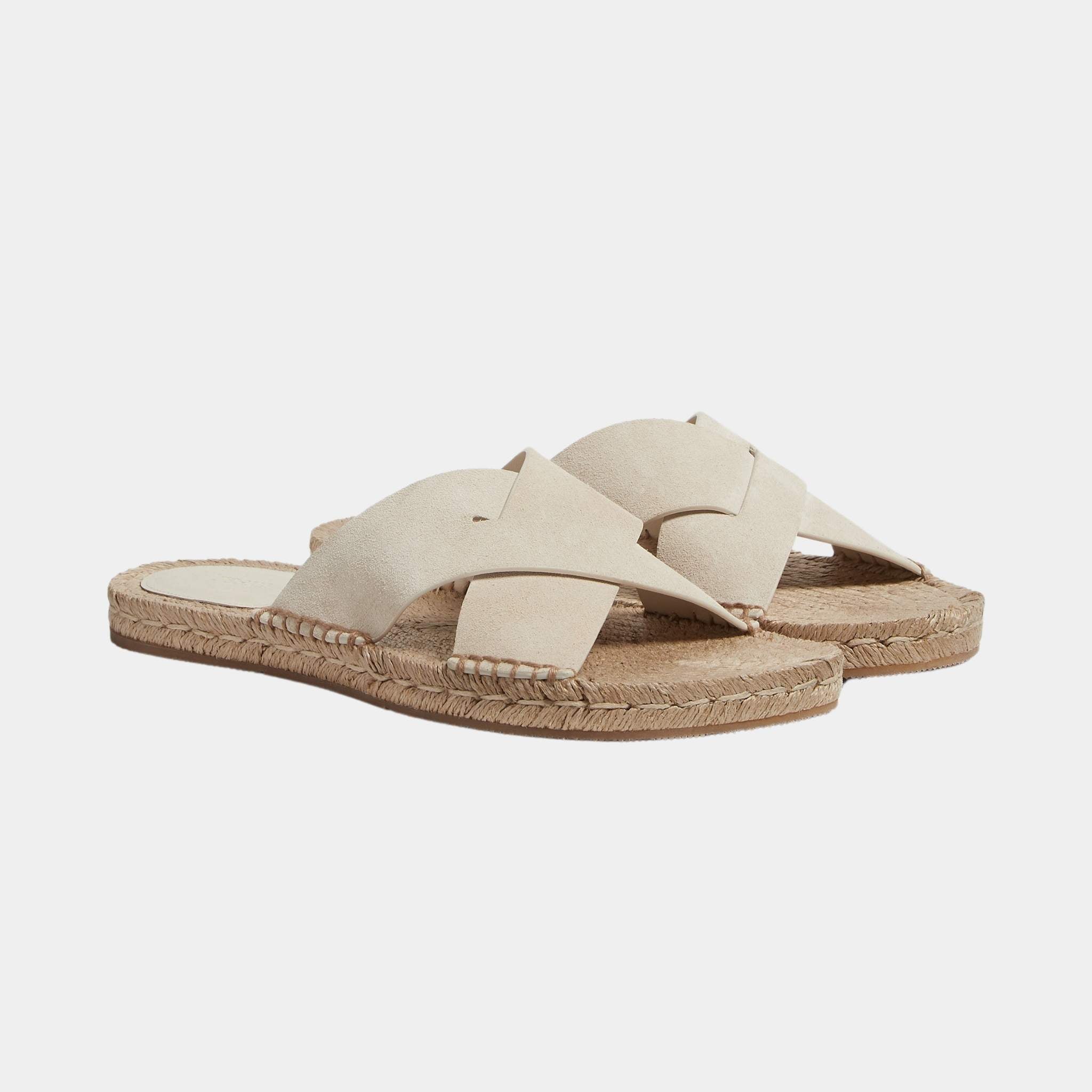 Zegna Off White Suede Espadrille Sandals, Front