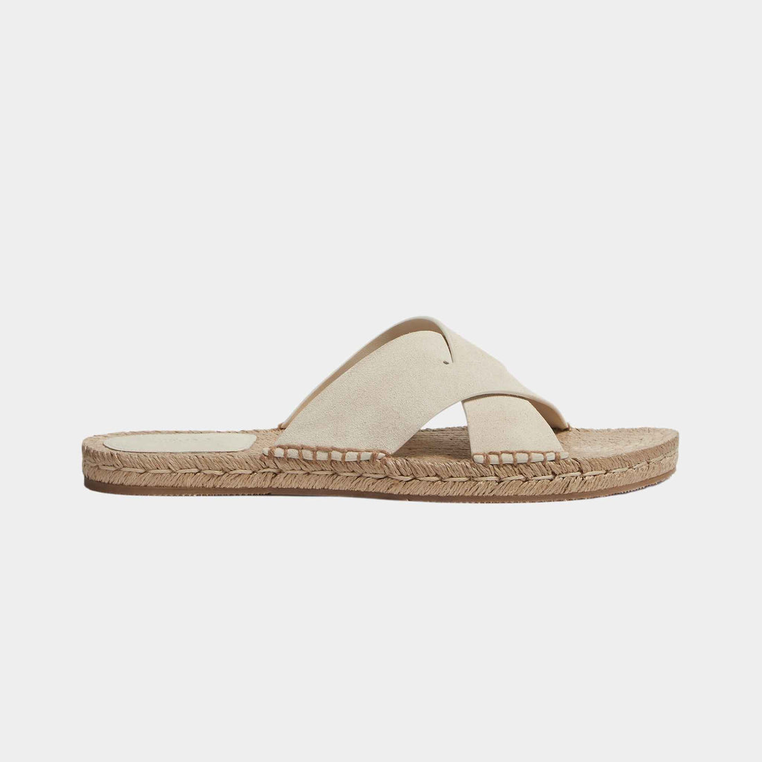 Zegna Off White Suede Espadrille Sandals, Side