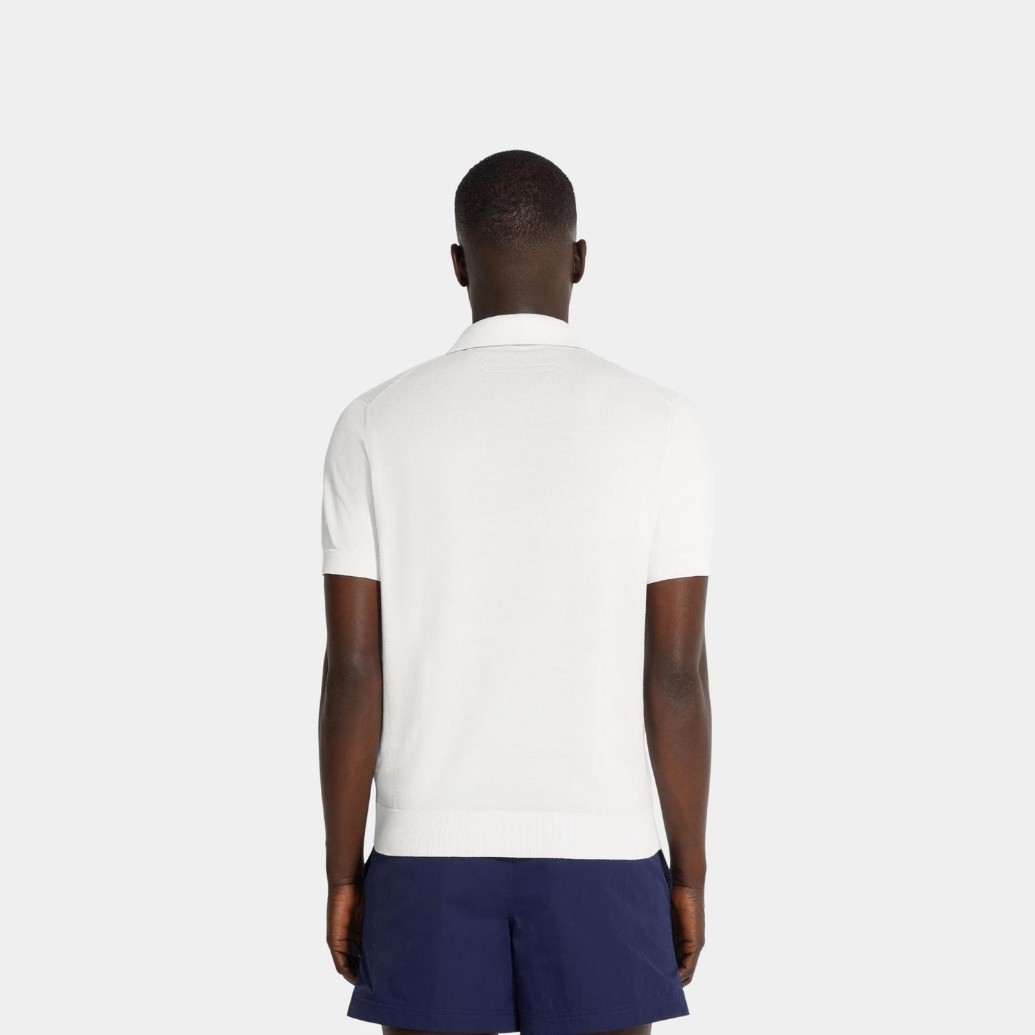 Zegna Premium Cotton Polo Shirt With Extra-Long Cotton Fibers, White, Back