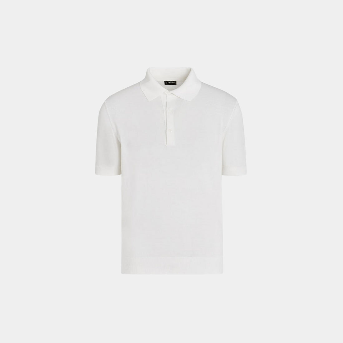 Zegna Premium Cotton Polo Shirt With Extra-Long Cotton Fibers, White, Front