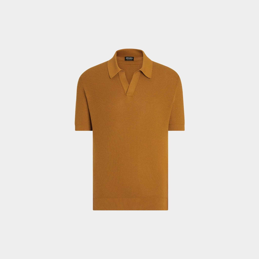Zegna Premium Cotton Polo Shirt, Ochre, Front