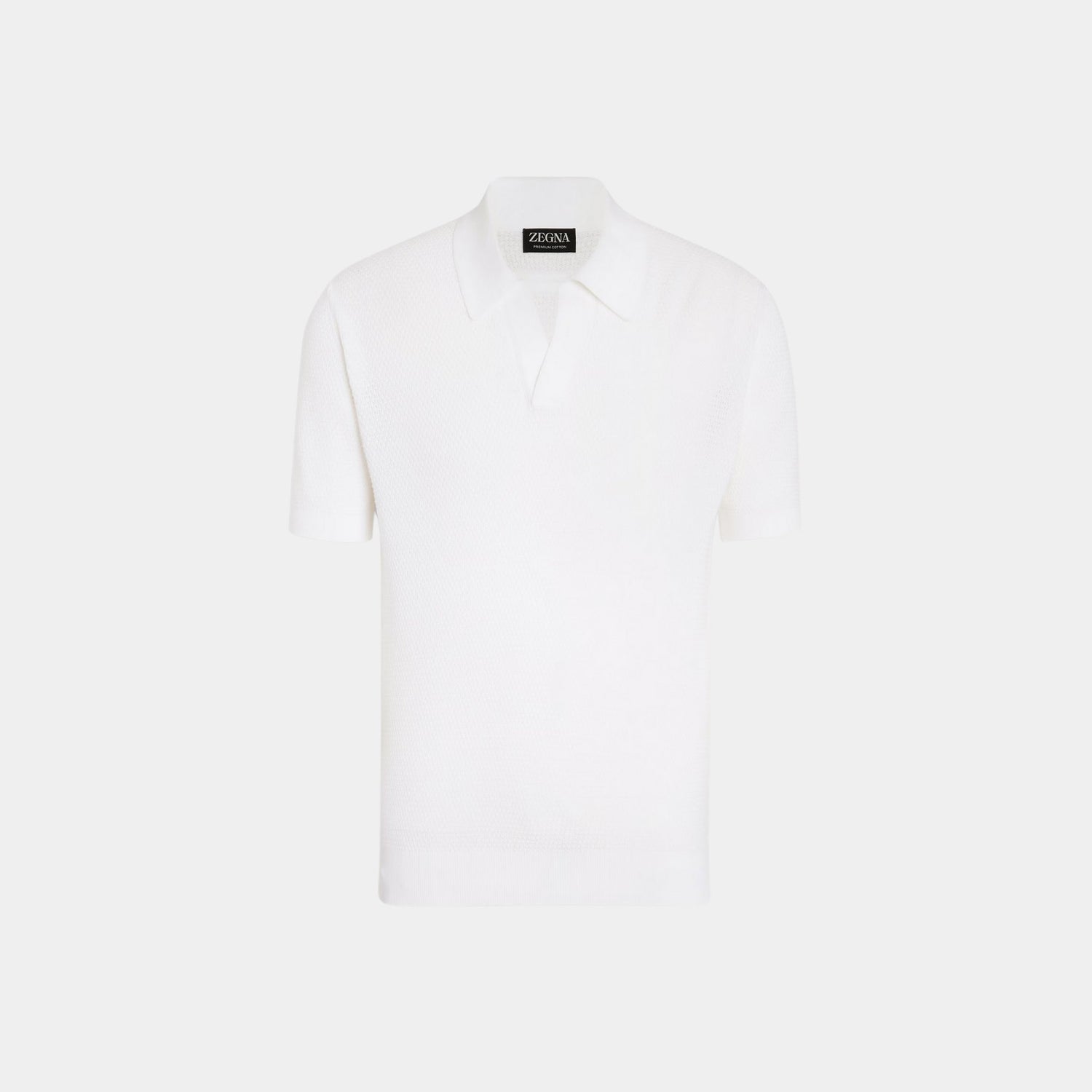 Zegna Premium Cotton Polo Shirt, White, Front