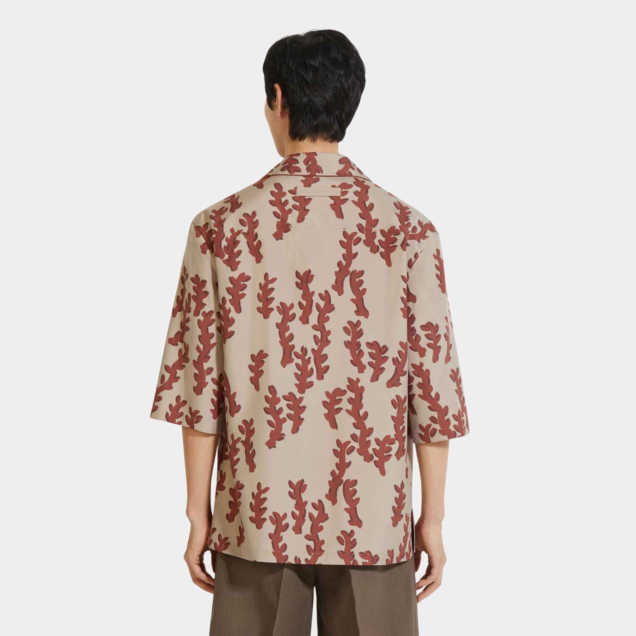 Zegna Printed Beige Silk Shirt, Back