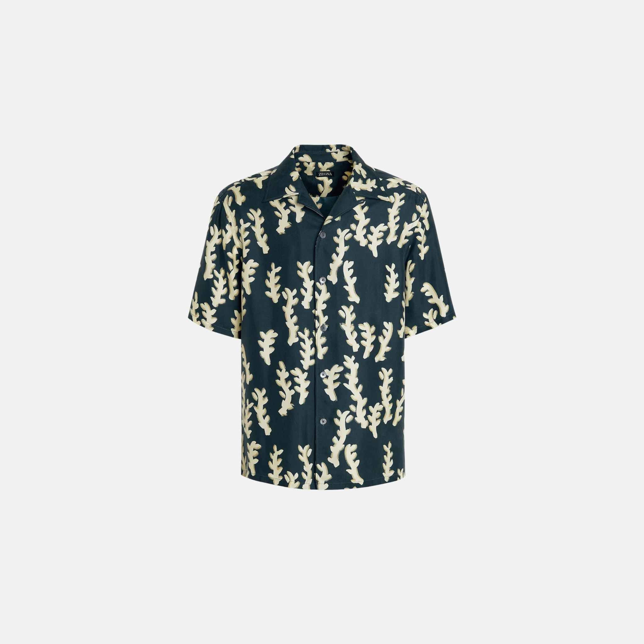 Zegna Silk Shirt, Dark Green