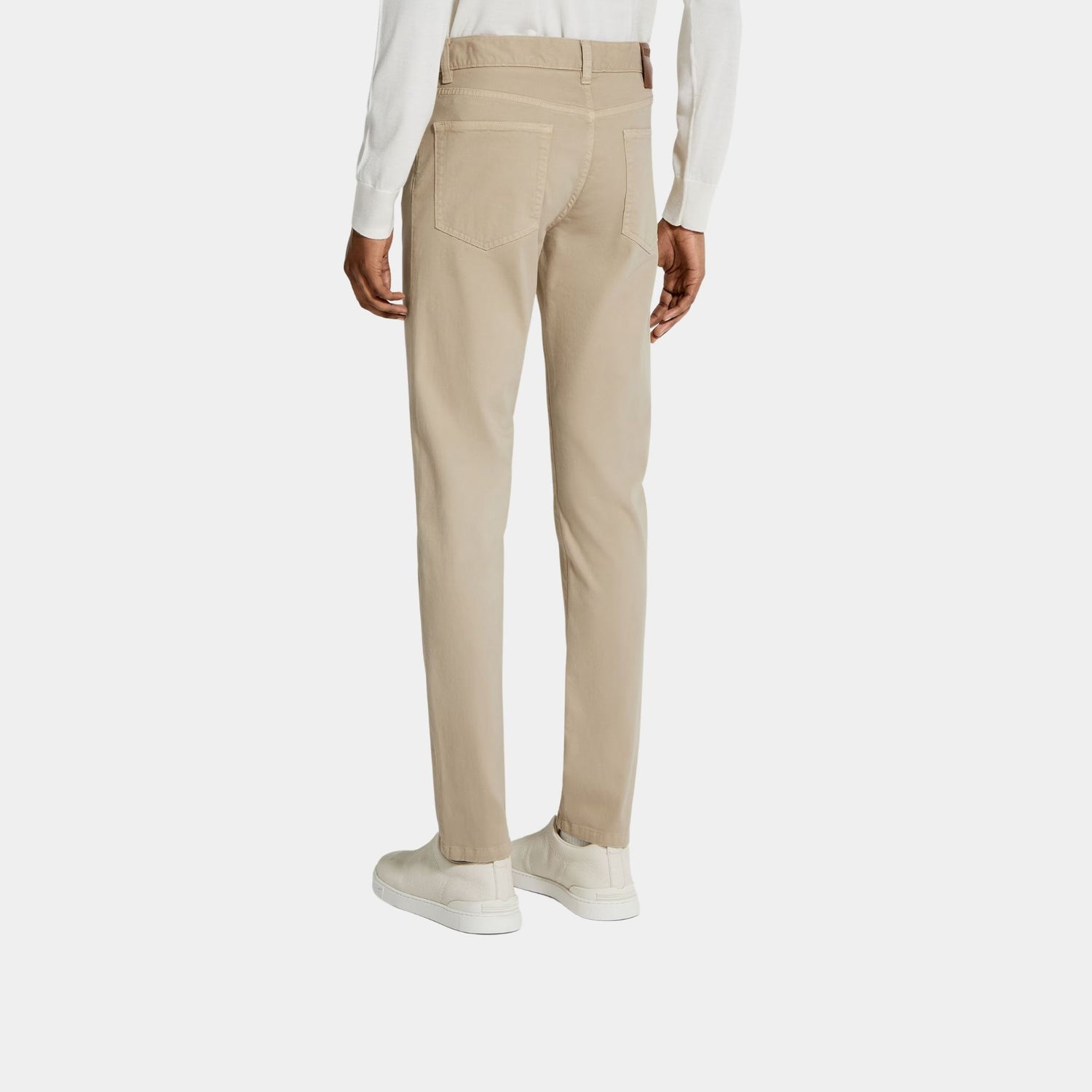 Zegna Stretch Cotton Roccia Jeans, Beige, Back
