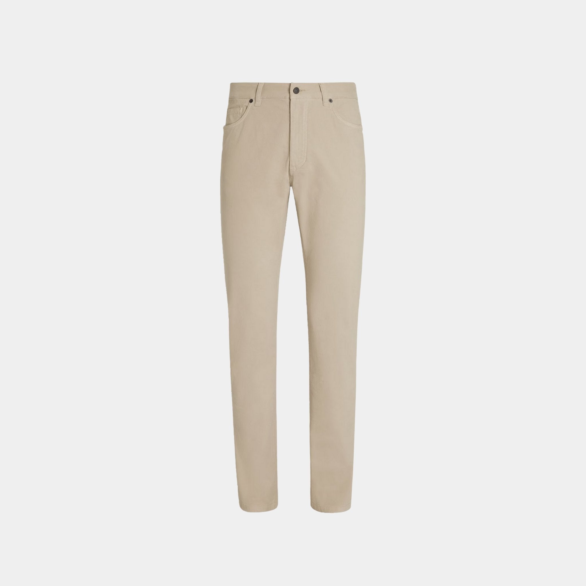 Zegna Stretch Cotton Roccia Jeans, Beige, Front