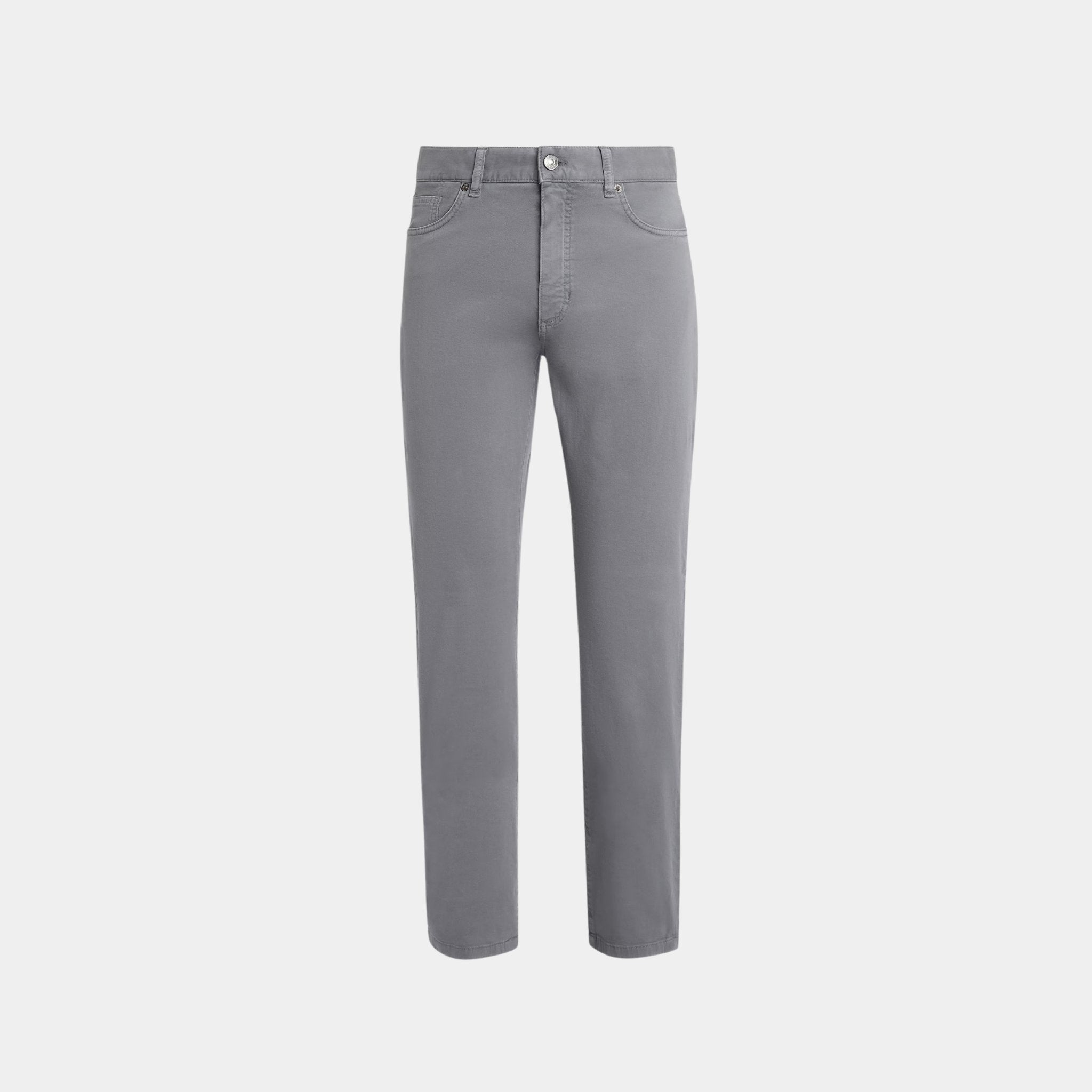 Zegna Stretch Cotton Roccia Jeans, Light Grey, Front