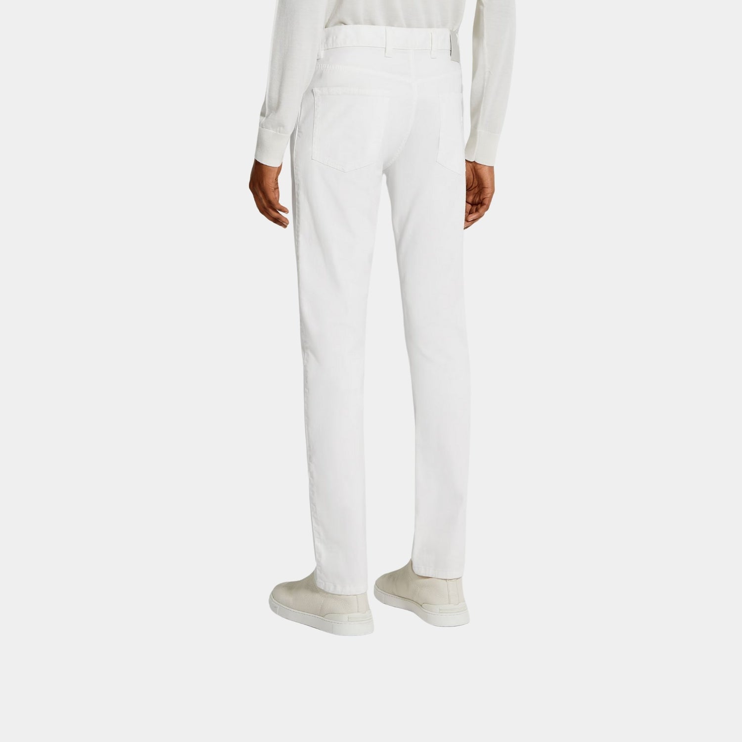 Zegna Stretch Cotton Roccia Jeans, White, Back