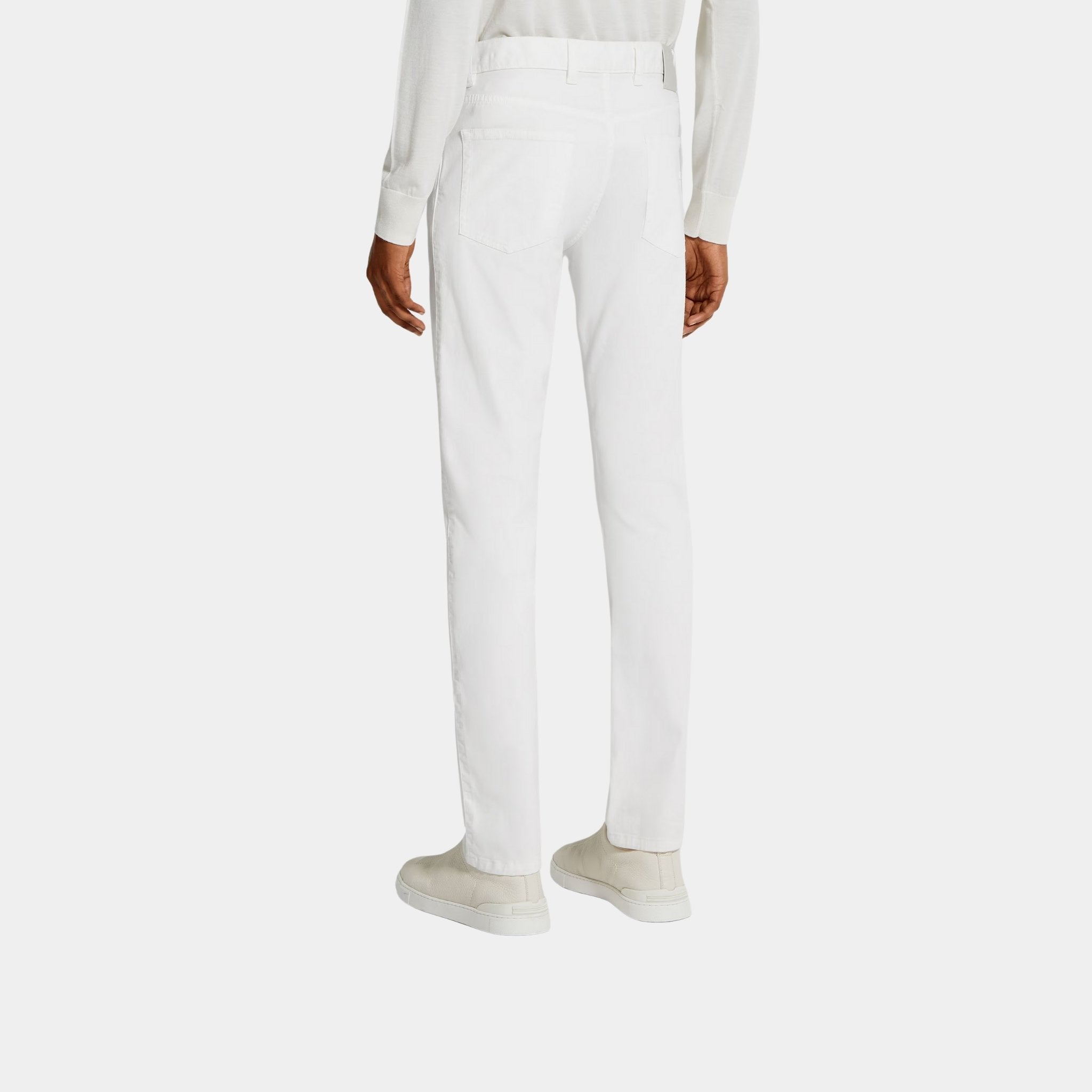 Zegna Stretch Cotton Roccia Jeans, White, Back