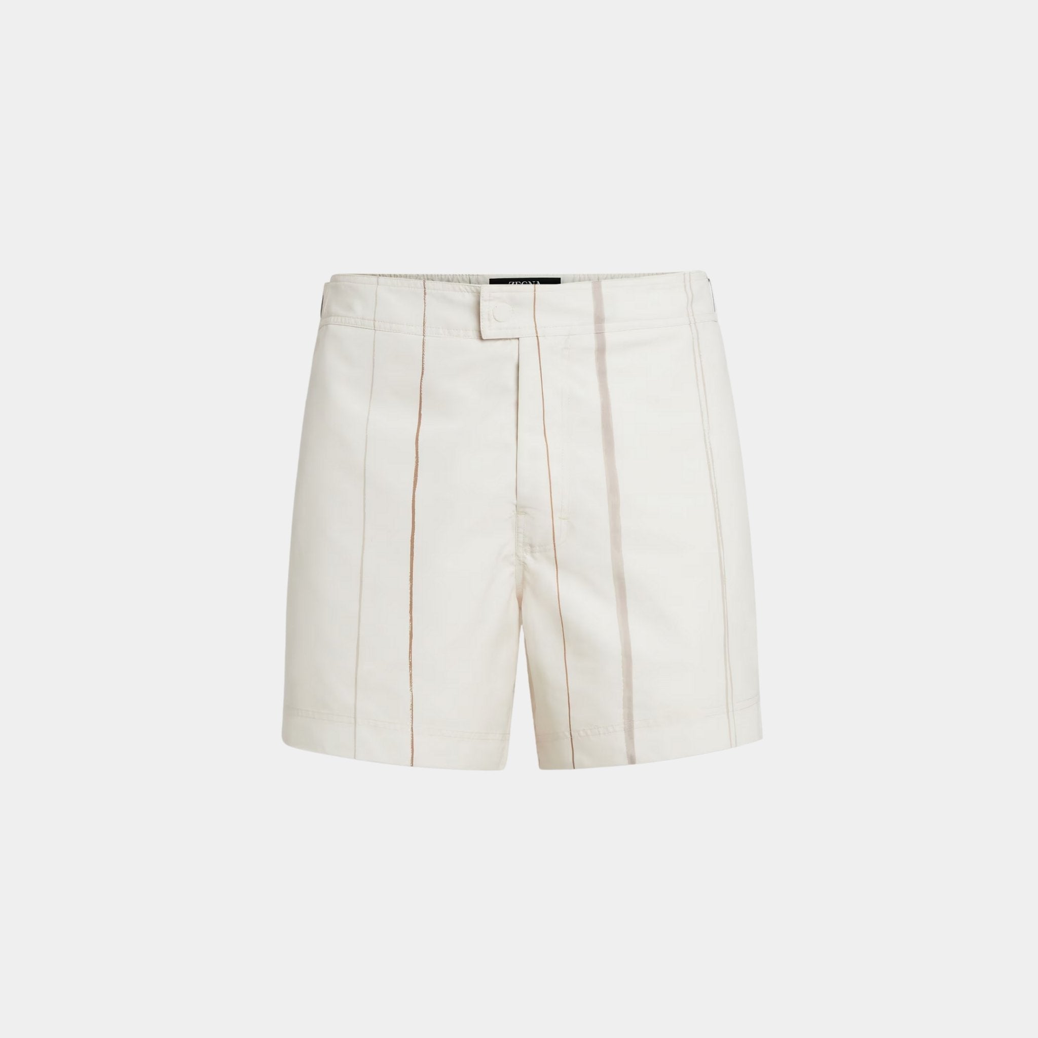 Zegna Swim Trunks With Striped Pattern, Beige, Front