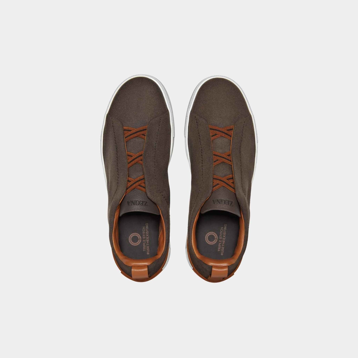 Zegna UseTheExisting Triple Stitch Sneakers, Brown, Top