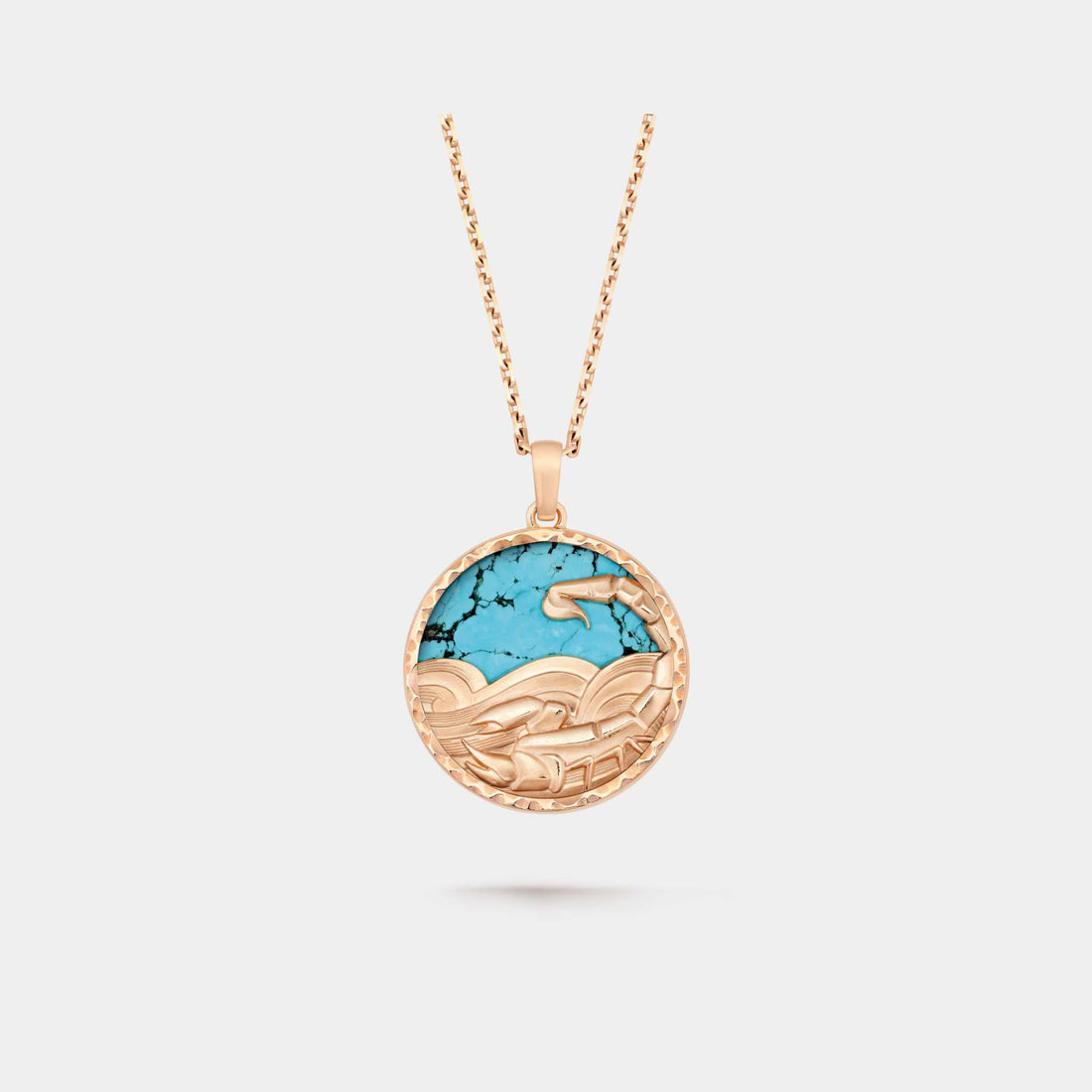 Zodiaque Long Necklace Scorpii Rose Gold Turquoise, Front