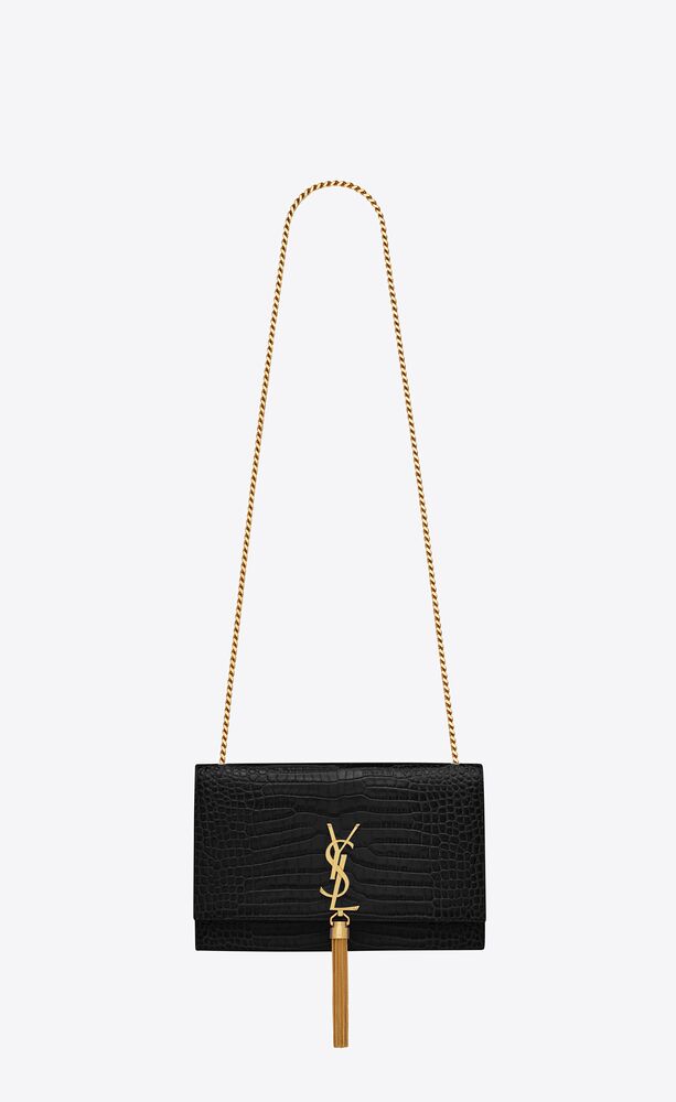 Kate Medium Tassel In Crocodile Embossed Leather