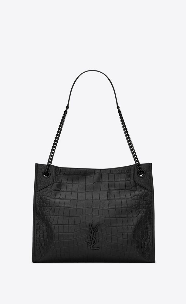 Niki Medium Shopping Bag In Crocodile Embossed Leather