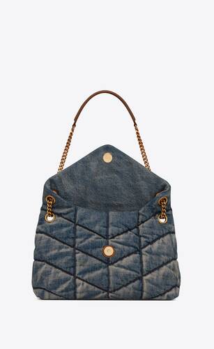 Puffer Medium In Suede And Denim