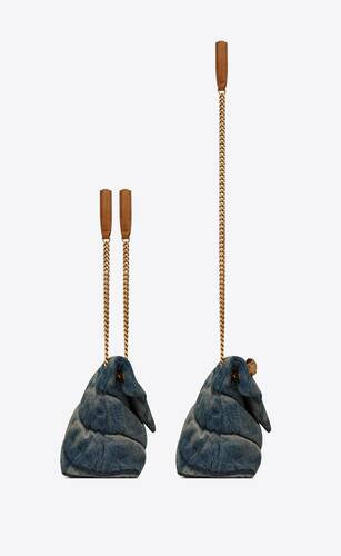 Puffer Small In Suede And Denim