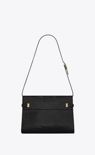 Manhattan Shoulder Bag In Crocodile Embossed Shiny Leather