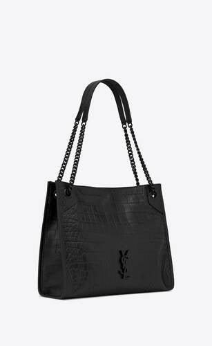 Niki Medium Shopping Bag In Crocodile Embossed Leather