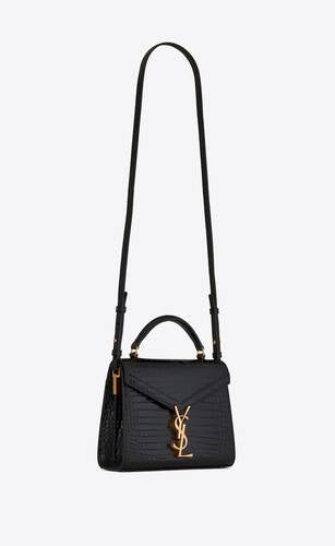 Cassandra Mini Top Handle Bag In Crocodile Embossed Shiny Leather